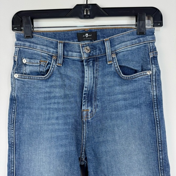 7 for all Mankind High Waist Cropped Straight Denim Jeans Relaxed Fit Causal - Picture 3 of 6